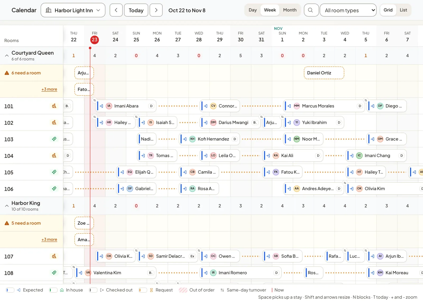 Holuway stays calendar for a sample inn